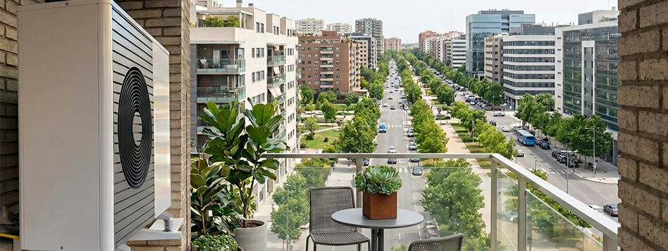 Aerotermia en pisos con terraza pequeña