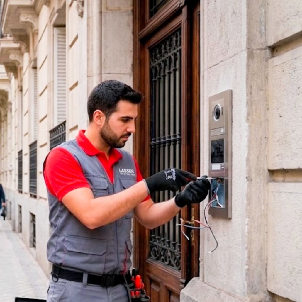 técnico lasser instalando videoportero en madrid centro