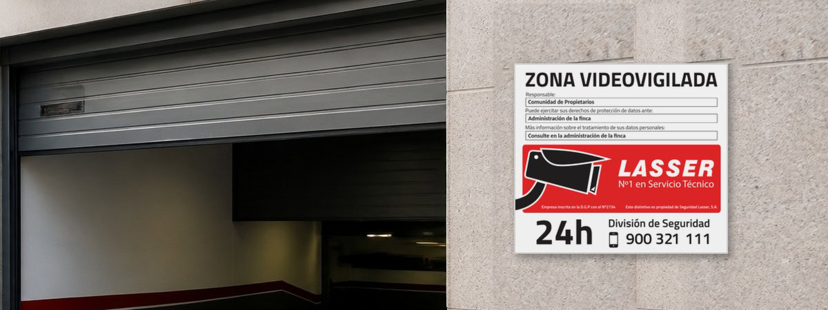 cartel-zona-videovigilada-entrada-garaje-Cámaras de seguridad para comunidades en Madrid