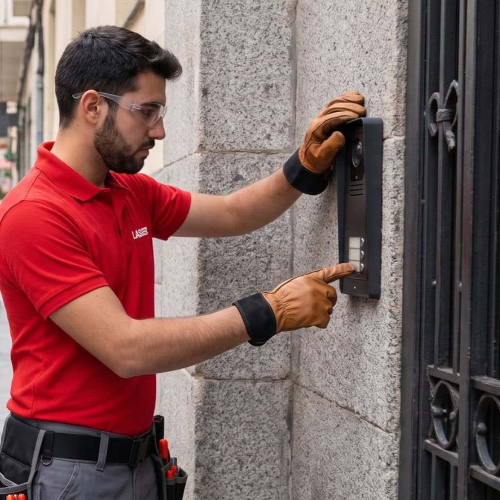 técnico lasser instalando videoportero madrid centro