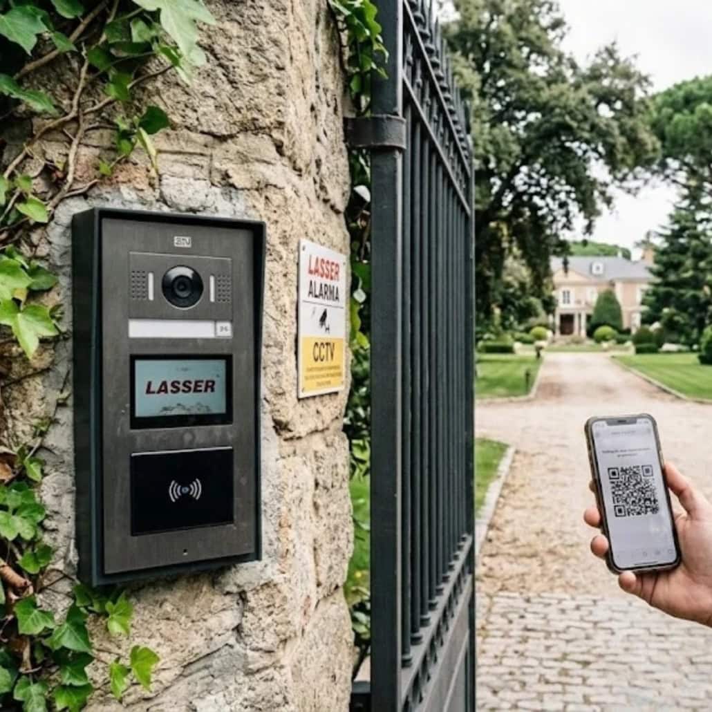 videoportero acceso con código QR lasser chalet