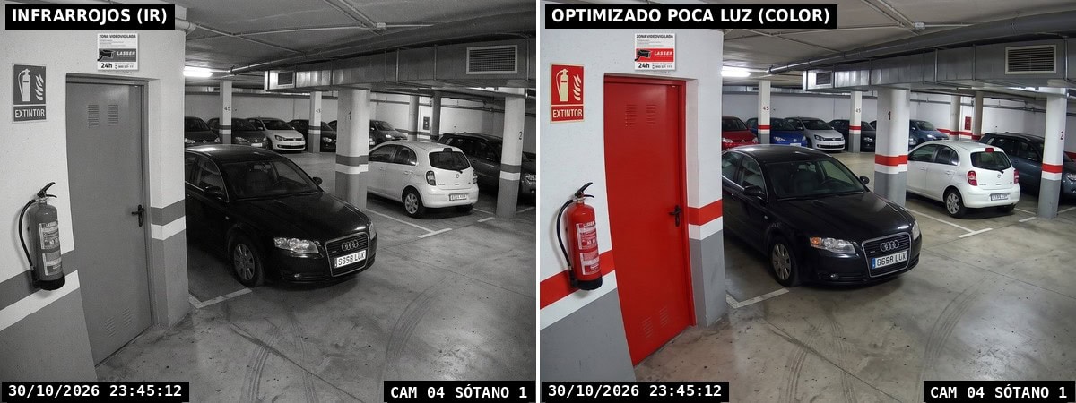 vision-nocturna-infrarrojos-color-garaje-comunitario-tecnico-lasser-camara-portal-comunidad-vecinos-Cámaras-de-seguridad-para-comunidades-en-Madrid